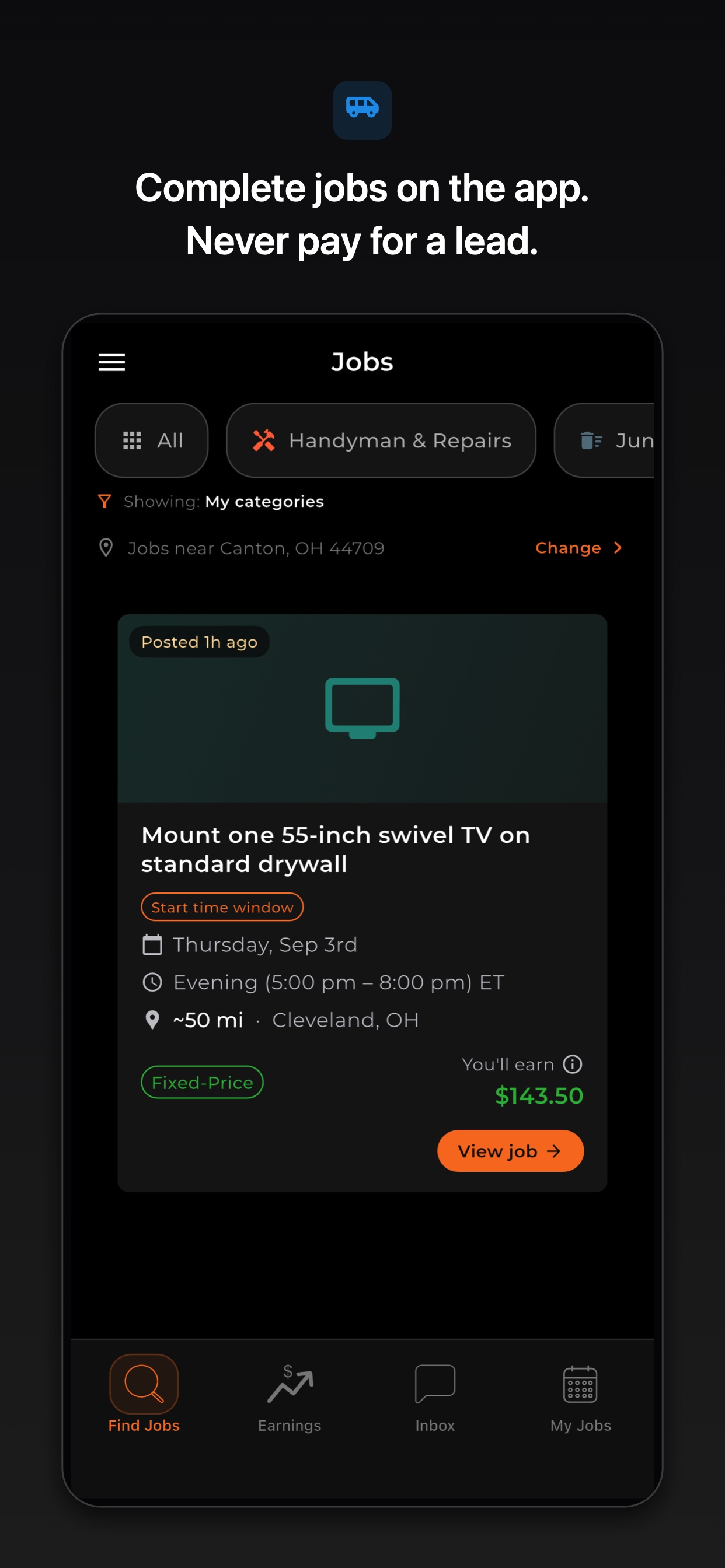 A Flexr job showing work details, location, schedule and pro earnings